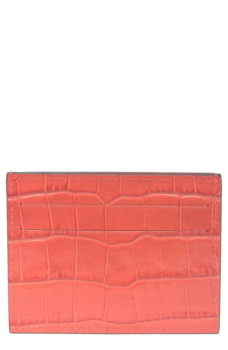 Longchamp Le Pliage Croc Embossed Leather Card Holder, Alternate, color,
