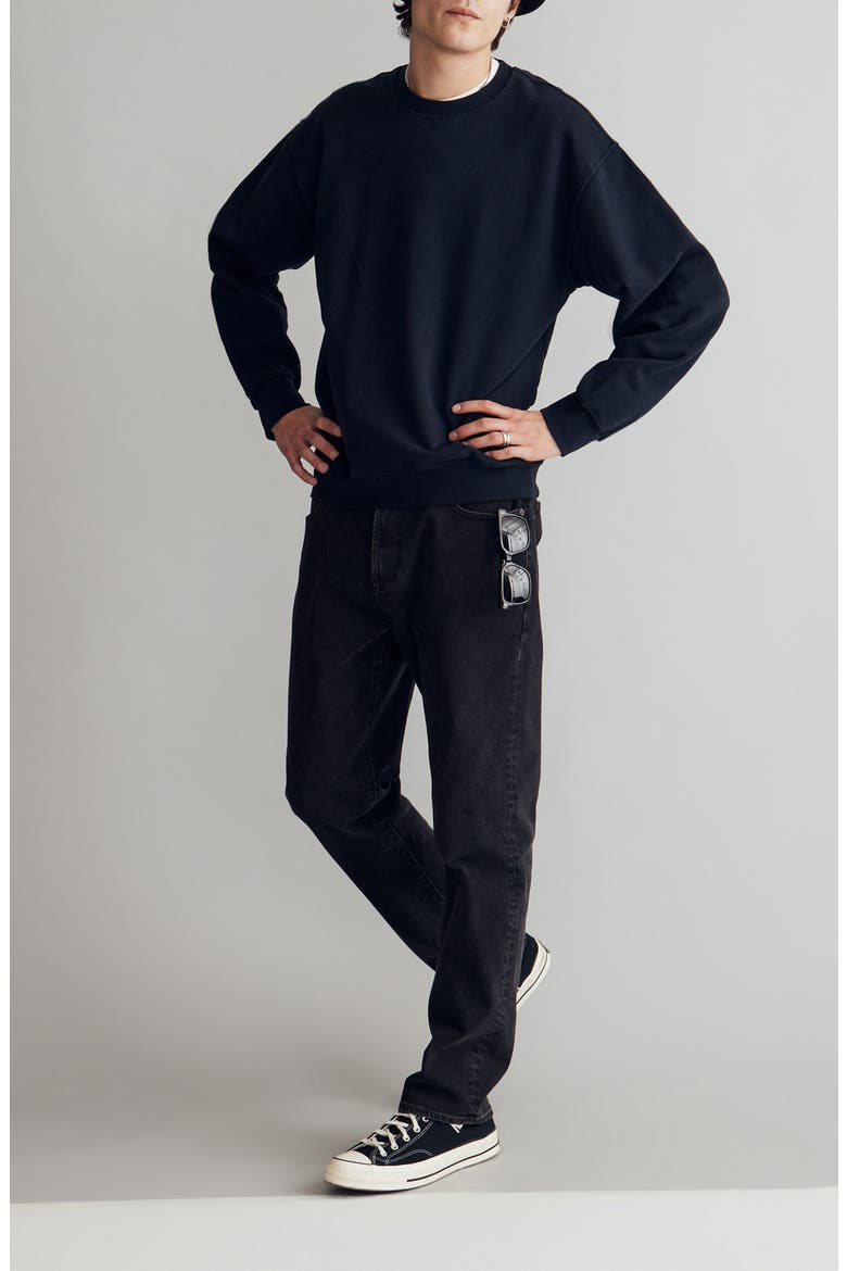 Brushed Terry Crewneck Sweatshirt, Alternate, color, TRUE BLACK
