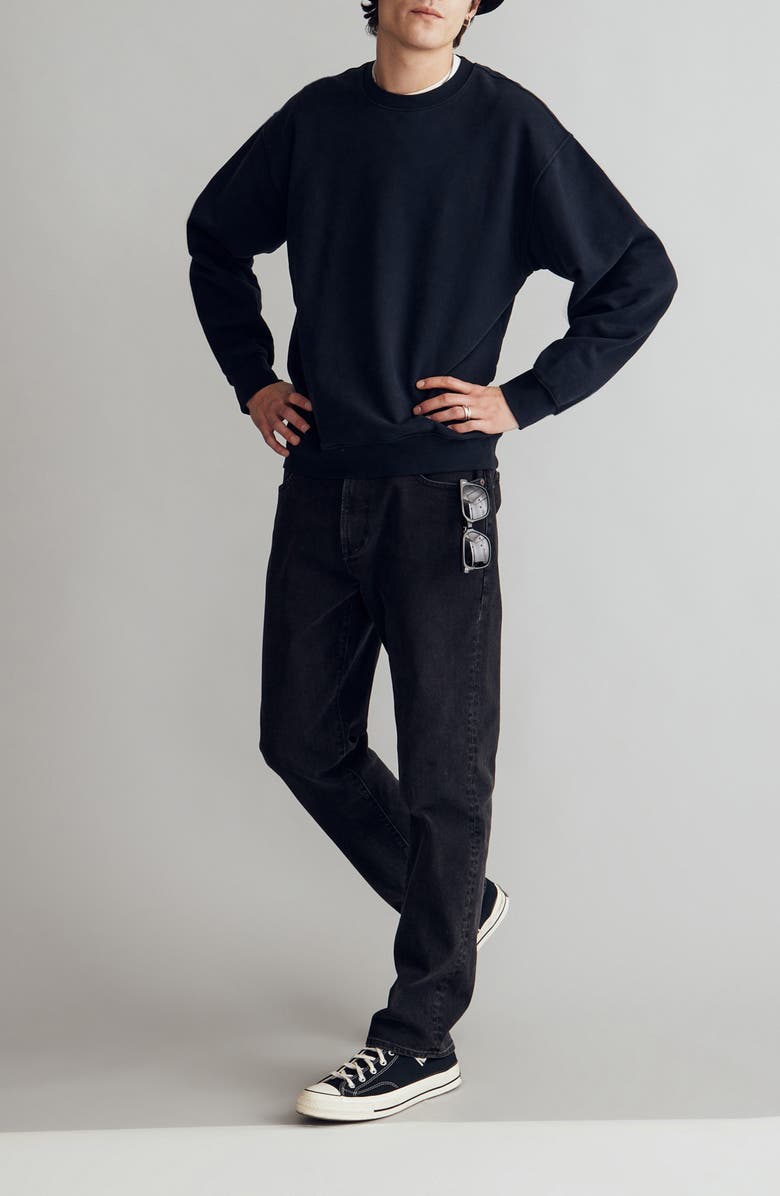Madewell Brushed Terry Crewneck Sweatshirt, Alternate, color, True Black