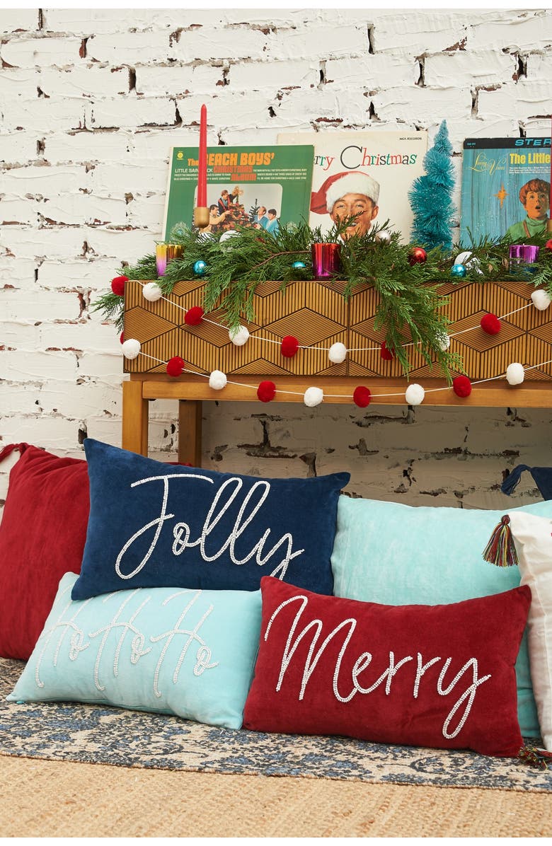 carol & frank 48" Ruby & White Pompom Garland, Alternate, color, Red