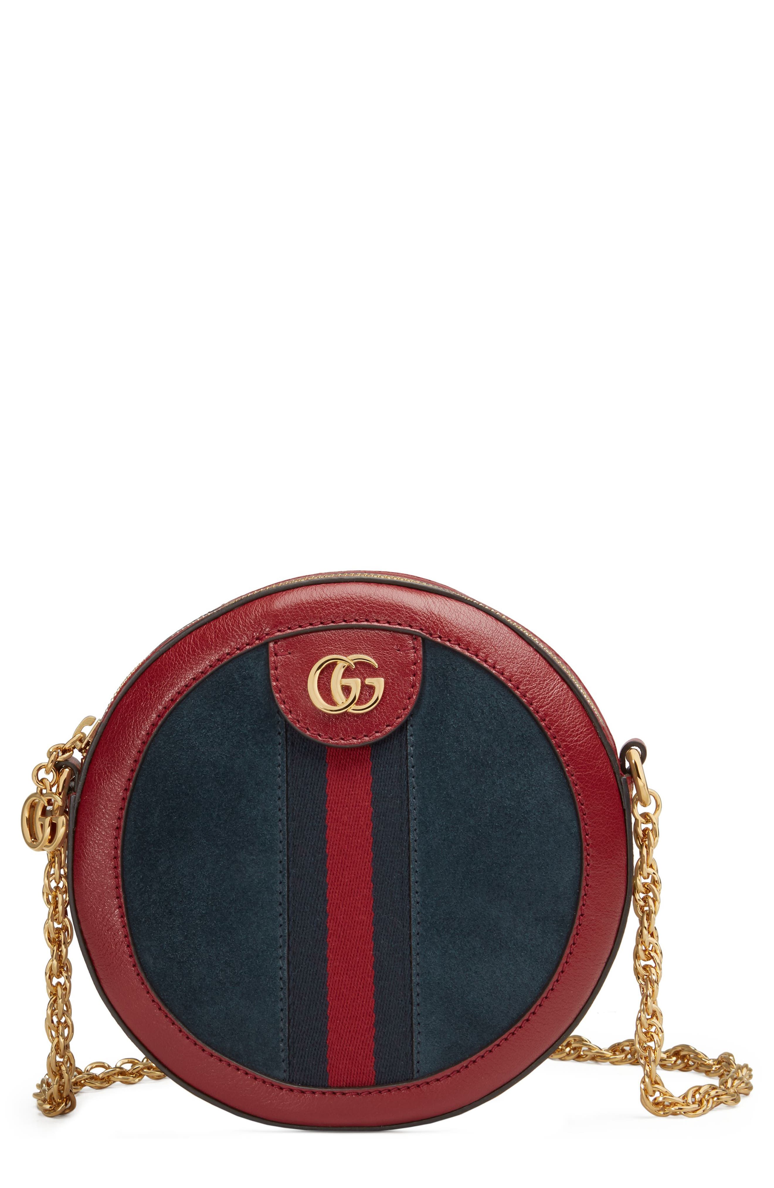 Gucci Ophidia Small Suede & Leather Circle Crossbody Bag, Main, color, 