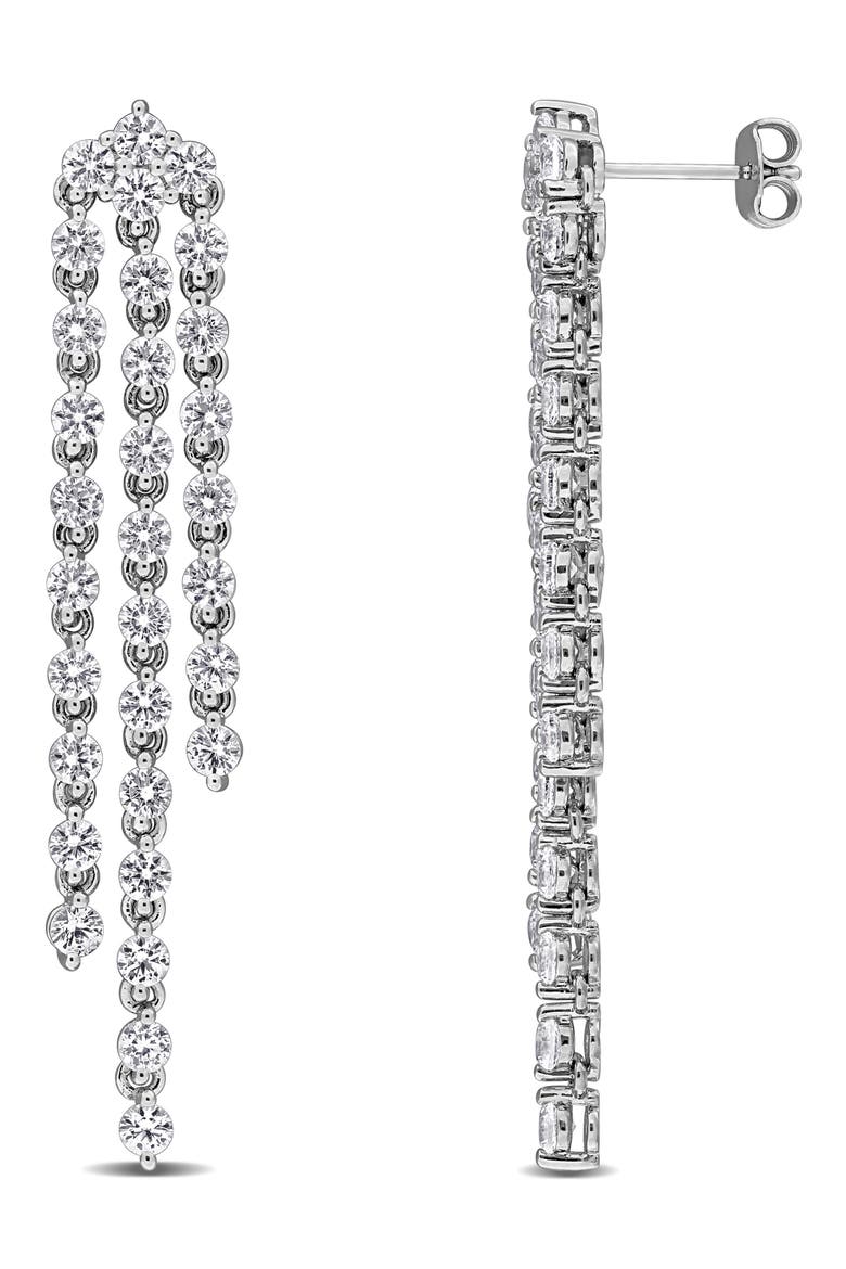 Sterling Silver Created White Sapphire Chandelier Earrings, Main, color, SILVER