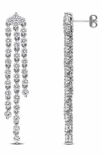 Sterling Silver Created White Sapphire Chandelier Earrings