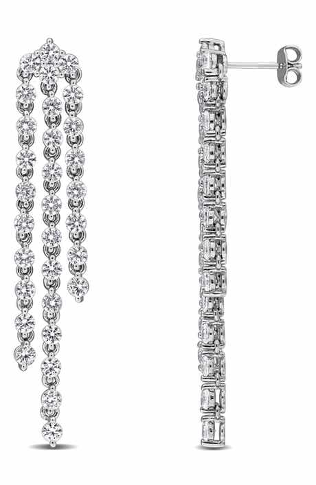 Sterling Silver Created White Sapphire Chandelier Earrings