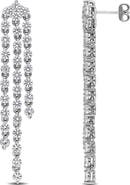 DELMAR Sterling Silver Created White Sapphire Chandelier Earrings