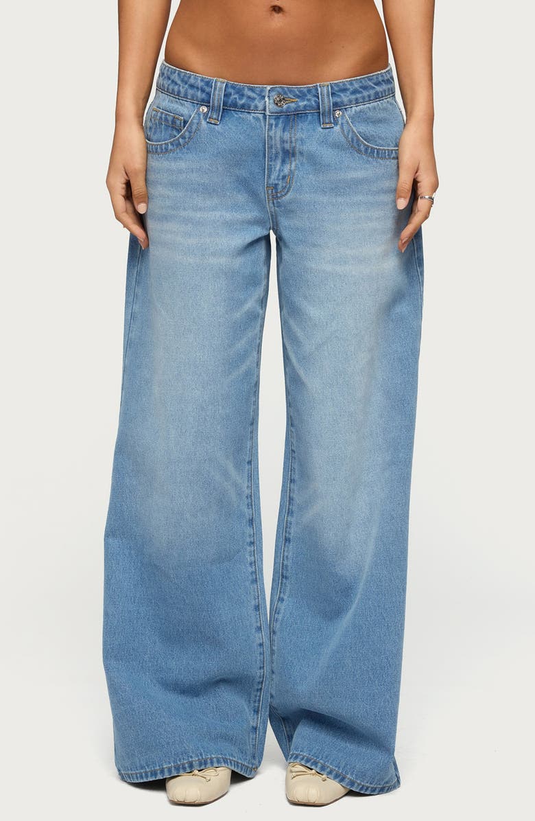 EDIKTED Raiyne Low Rise Wide Leg Jeans, Main, color, 
