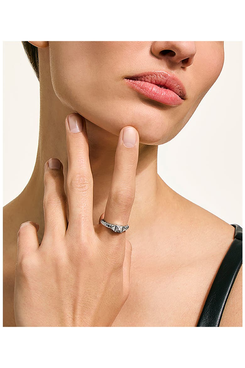 Icon Stud Ring with Pavé Diamonds, Alternate, color, SILVER