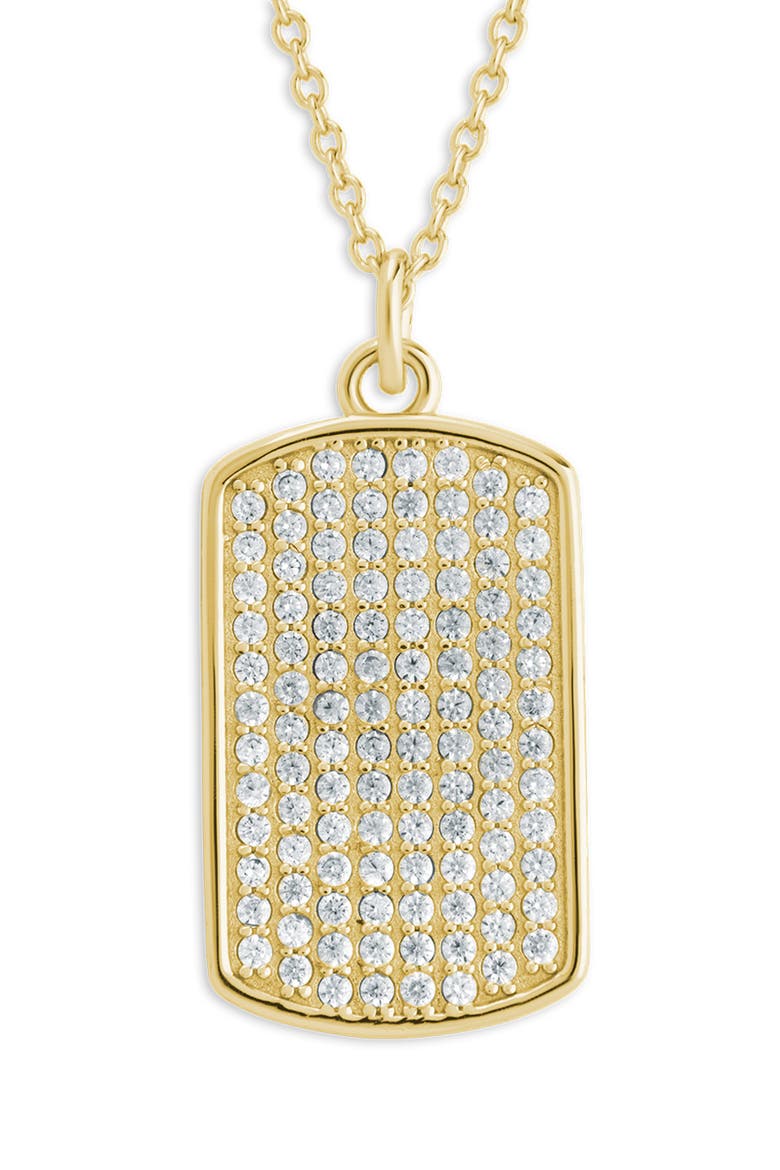 Pavé Cubic Zirconia Rectangle Pendant Necklace, Alternate, color, GOLD