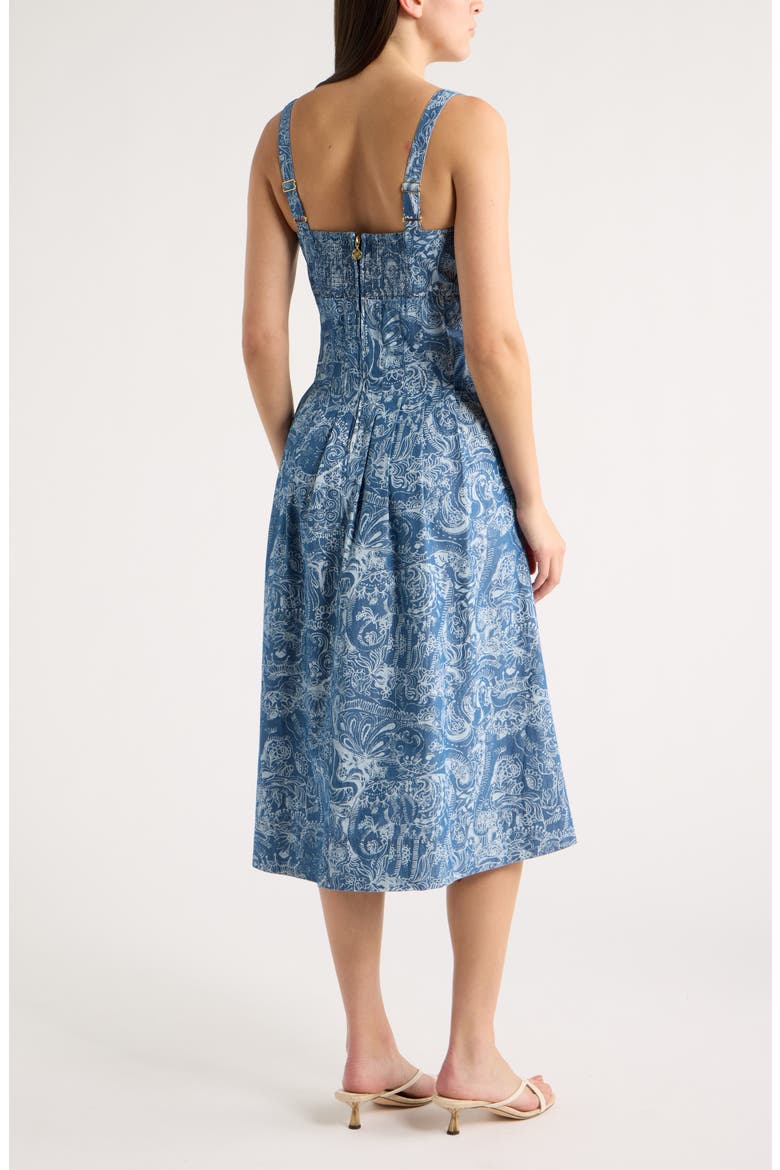 Calloway Print Sleeveless Midi Dress, Alternate, color, INDIGO ALL DAY CHAMBRAY