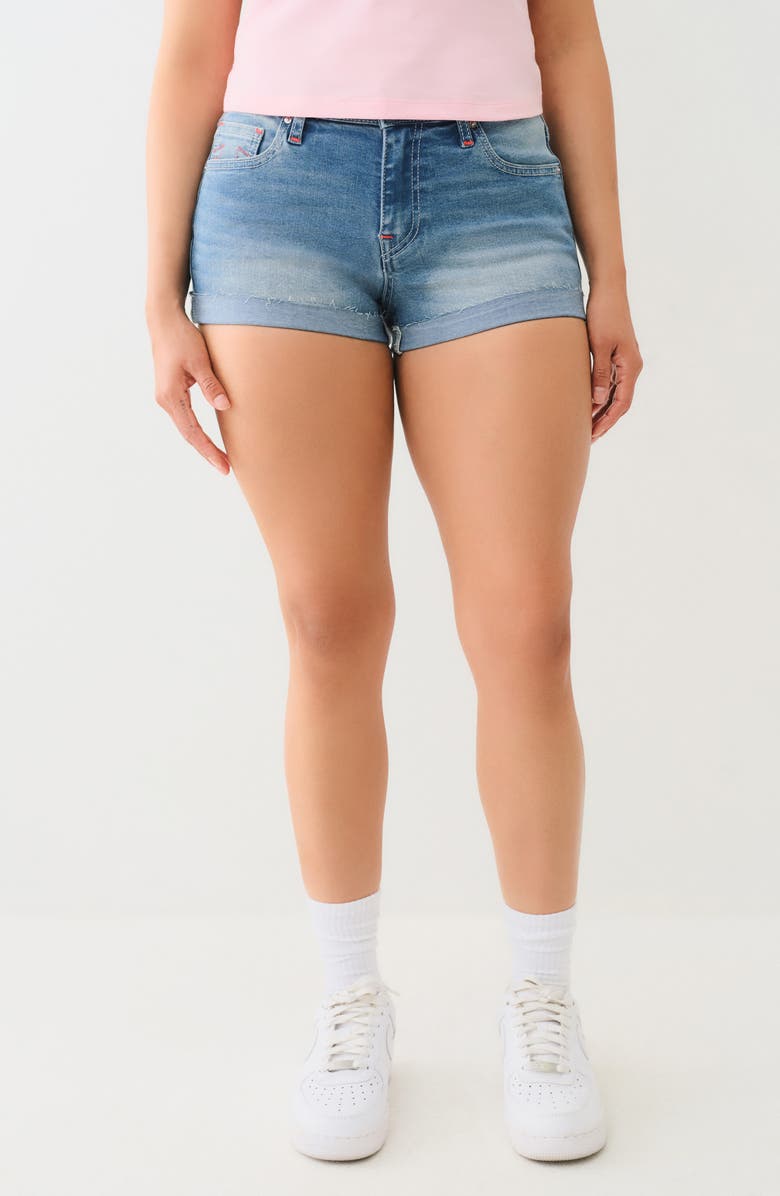 True Religion Jennie Cuffed Denim Shorts, Main, color, 