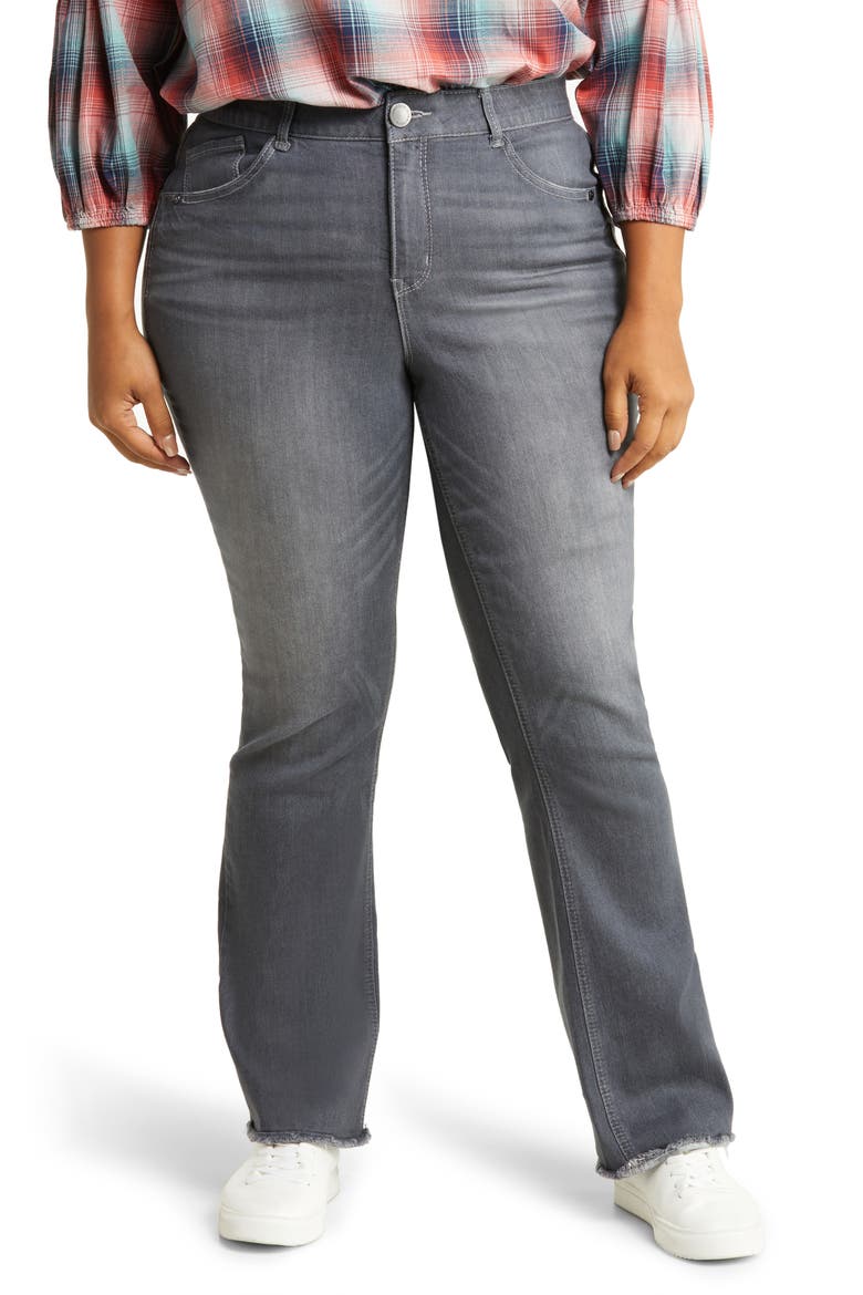 'Ab'Solution Raw Hem Straight Leg Jeans, Main, color, GREY
