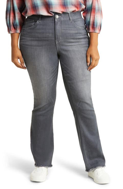 'Ab'Solution Raw Hem Straight Leg Jeans (Plus)
