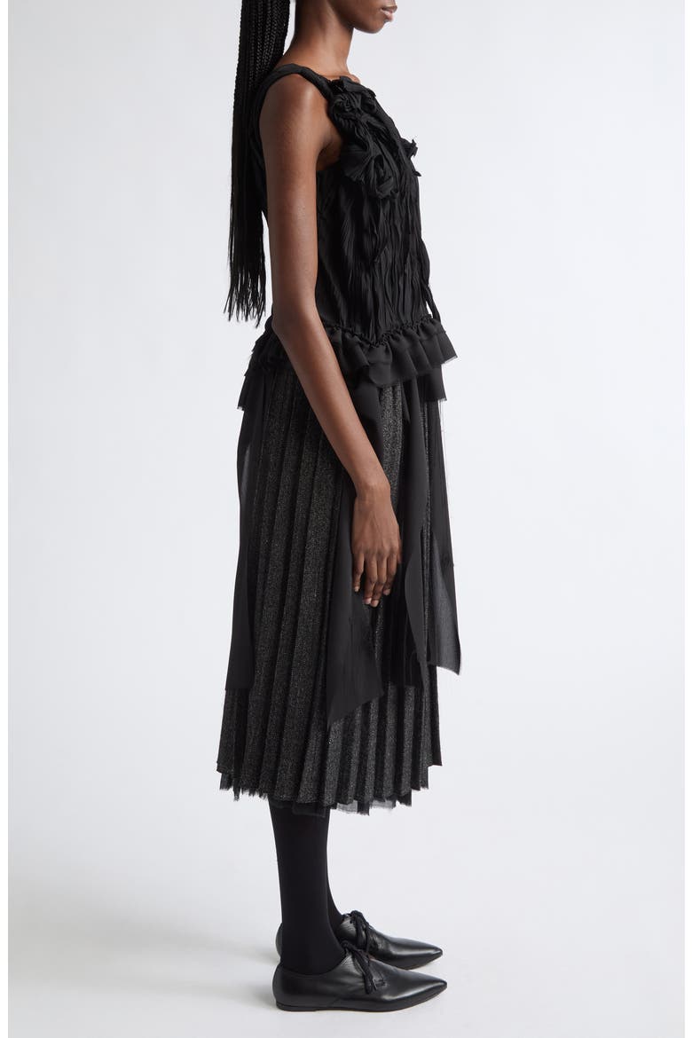 Pleated Georgette Tank, Alternate, color, BLACK GEORGETTE