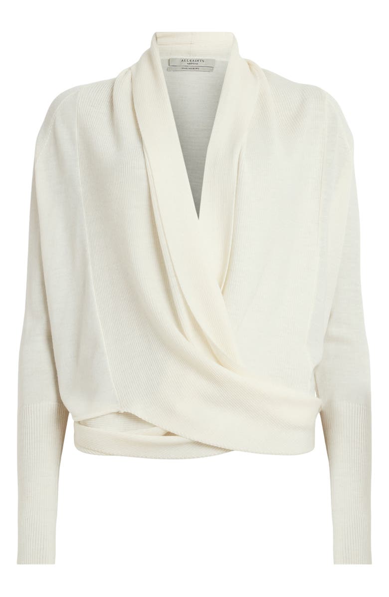 AllSaints Wasson Pirate Wrap Merino Wool Cardigan, Alternate, color, Chalk White