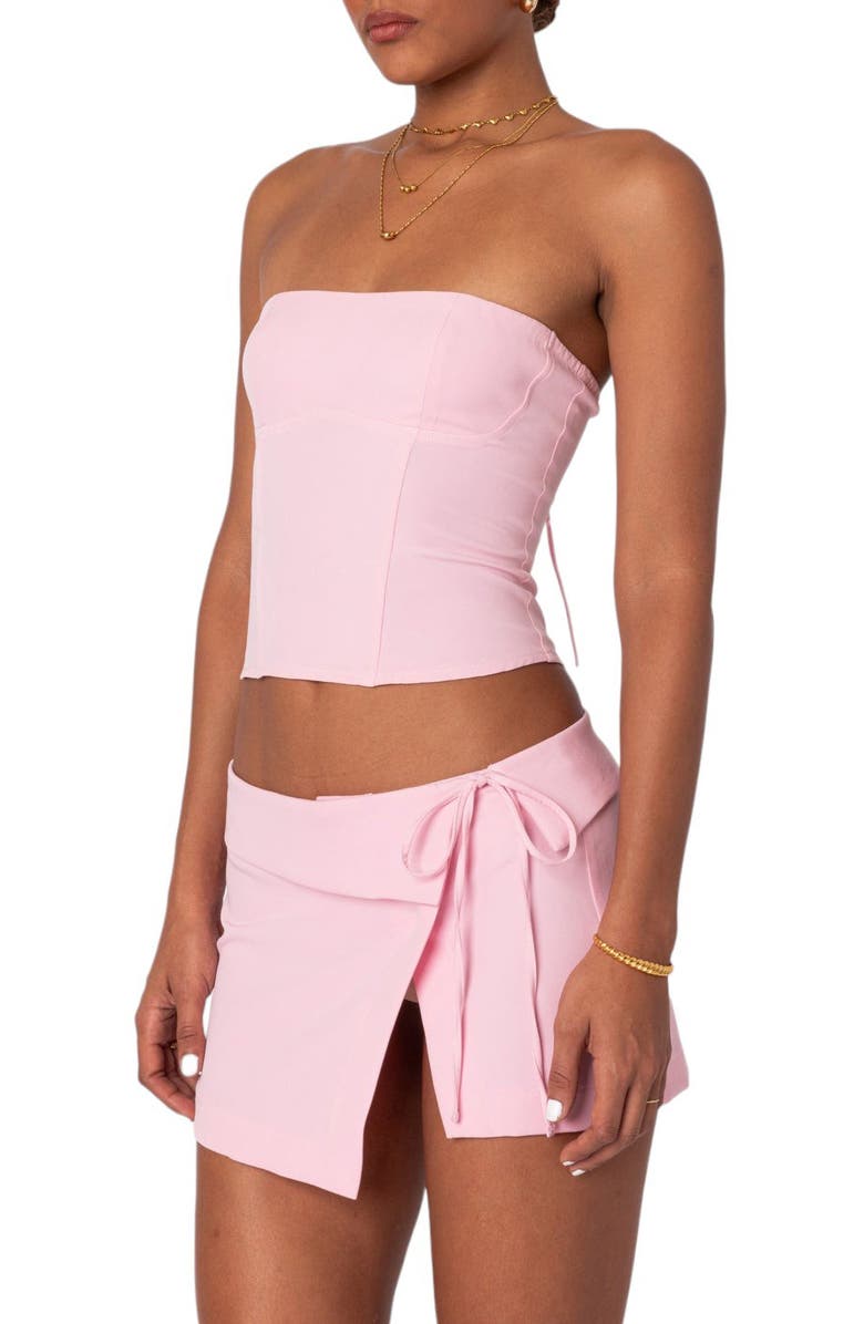 EDIKTED Selena Strapless Corset Top, Alternate, color, Pink