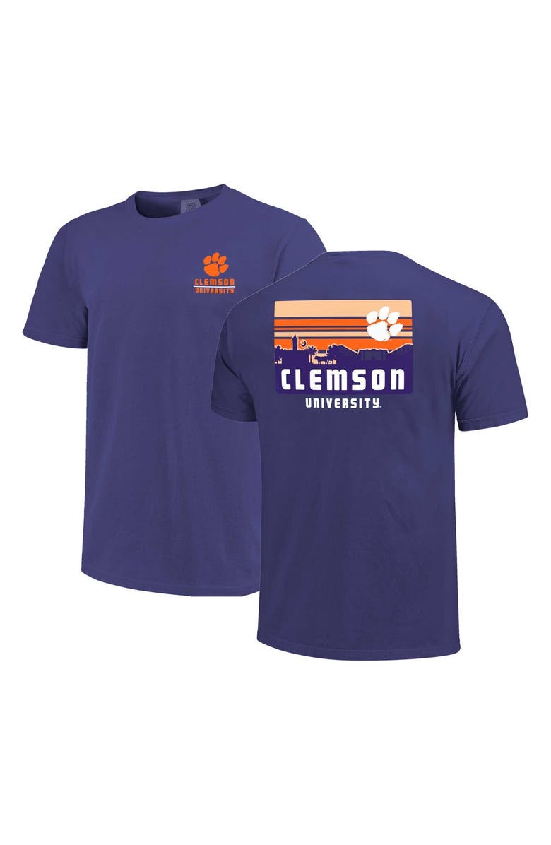 IMAGE ONE Men's Purple Clemson Tigers Striped Campus Skyline T-Shirt, Main, color, 