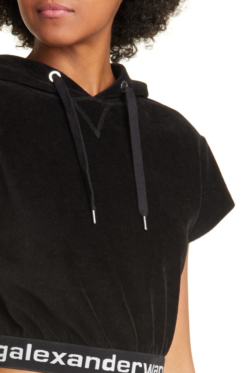 alexanderwang.t Logo Stripe Crop Corduroy Top, Alternate, color, 