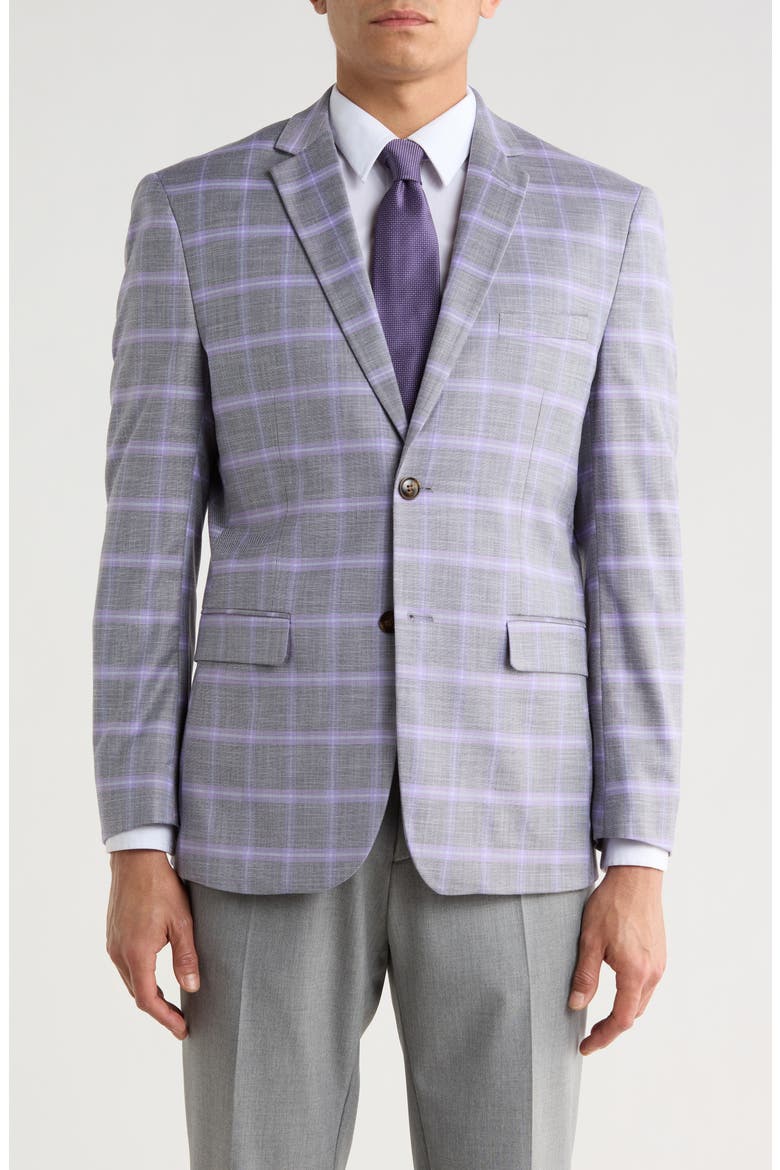 Slim Fit Windowpane Blazer, Main, color, GREY