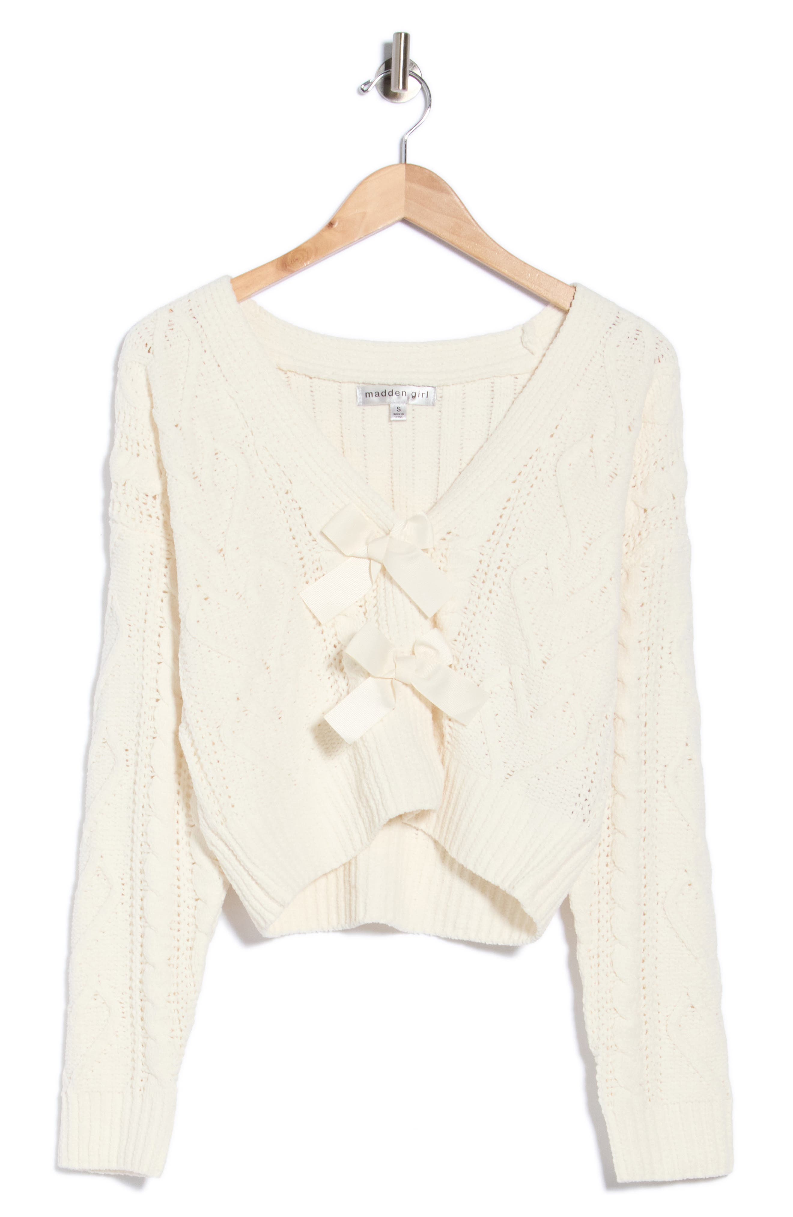 Heart Cable Bow Cardigan