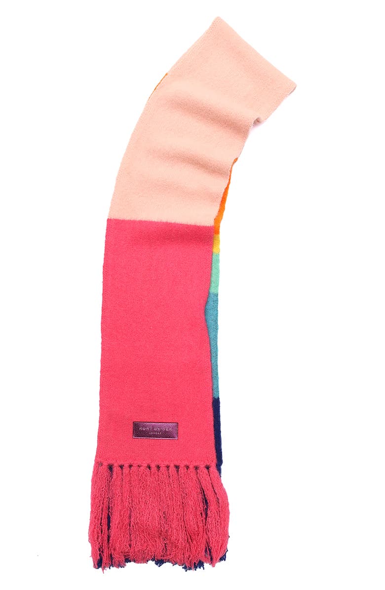 Kurt Geiger London Fuzzy Striped Long Scarf, Alternate, color, Coral Multi