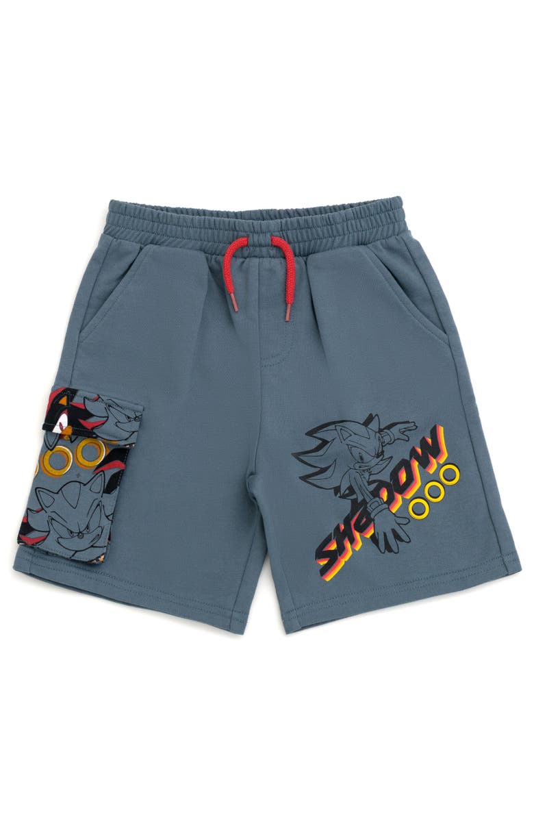 SEGA Sonic the Hedgehog Short Sleeve Hoodie & Shorts Set, Alternate, color, Gray Shadow Chaos Control