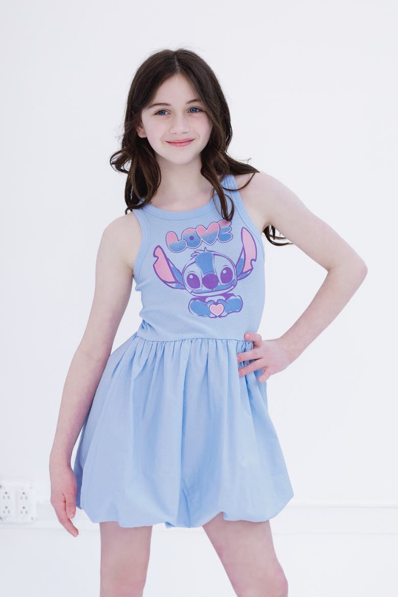 Lilo & Stitch Sleeveless Bubble Dress, Alternate, color, Light Blue Stitch