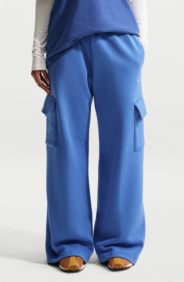 Nike Sportswear Phoenix Fleece Wide Leg Cargo Sweatpants, Main, color, 460 Light Medium Blue/Sail