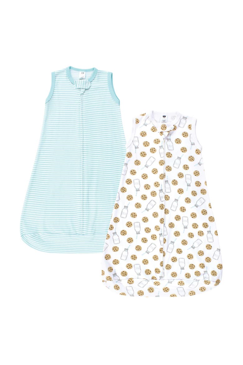 Cotton Long Sleeve Wearable Sleeping Bag, Sack, Blanket, Main, color, Mint Milk Cookies Sleeveless