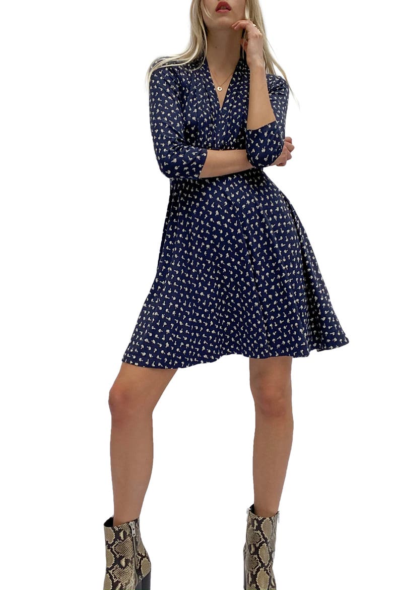 Ditsy Litzy Meadow Jersey Dress, Main, color, INDIGO-WINTER WHITE