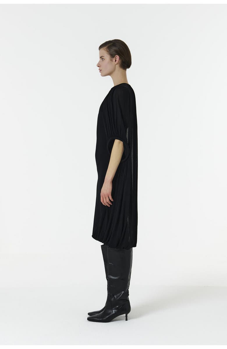 Leem Asymmetric Shoulder Hoop Knit Dress, Alternate, color, Black