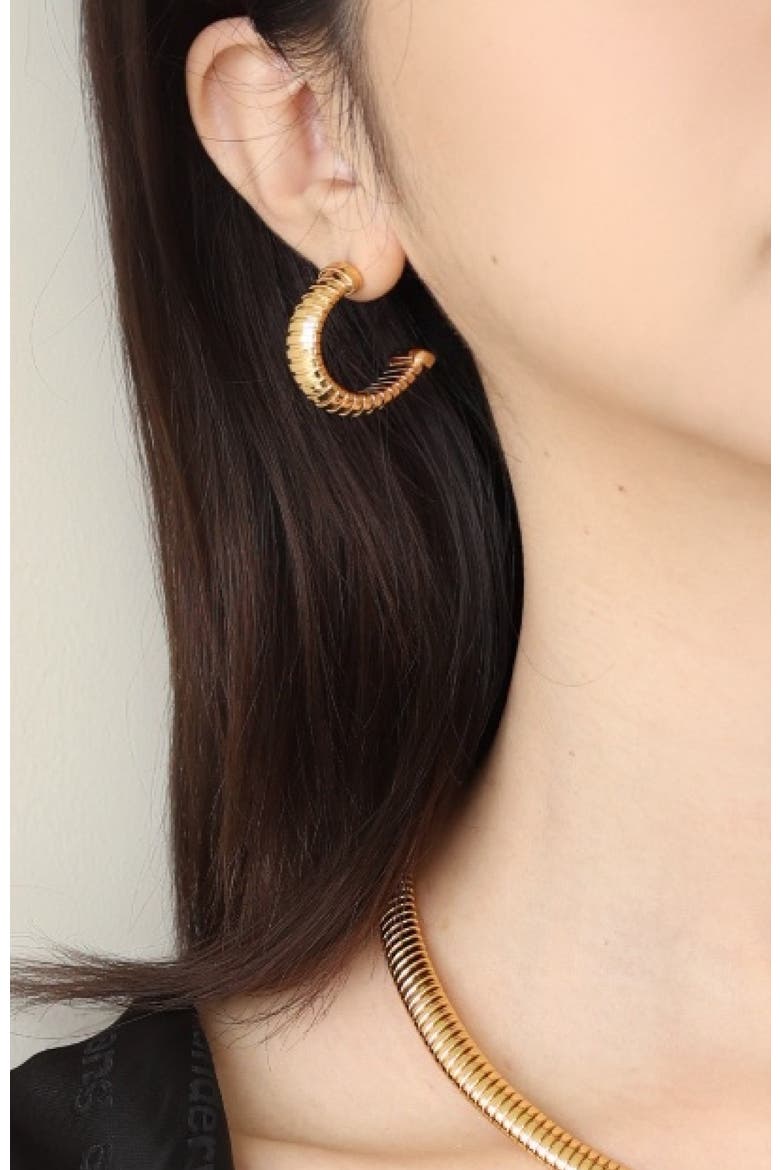 Minimalist Hoop Earrings, Alternate, color, Gold