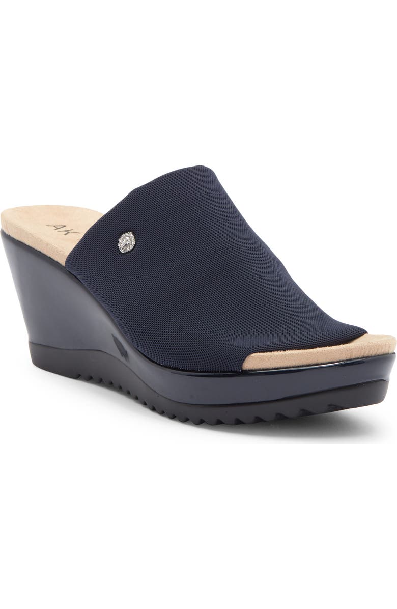 Anne Klein Rellin Wedge Sandal, Main, color, Navy Mesh