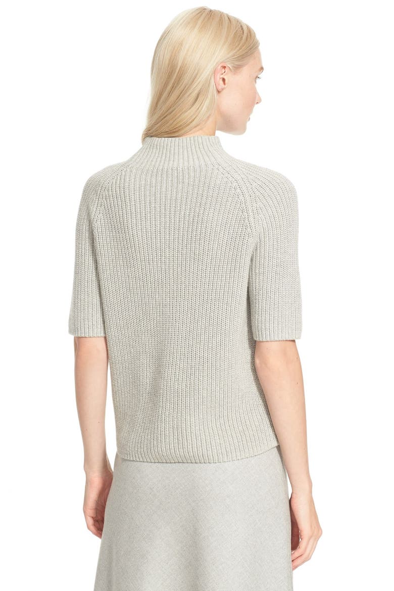 'Jodi' Cotton & Cashmere Short Sleeve Sweater, Alternate, color, COOL HEATHER