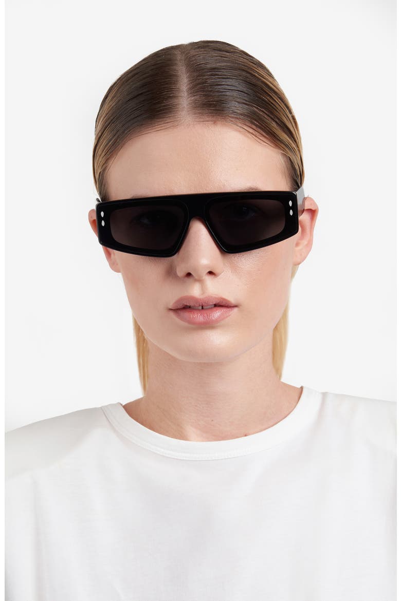 66mm Square Sunglasses, Alternate, color, BLACK