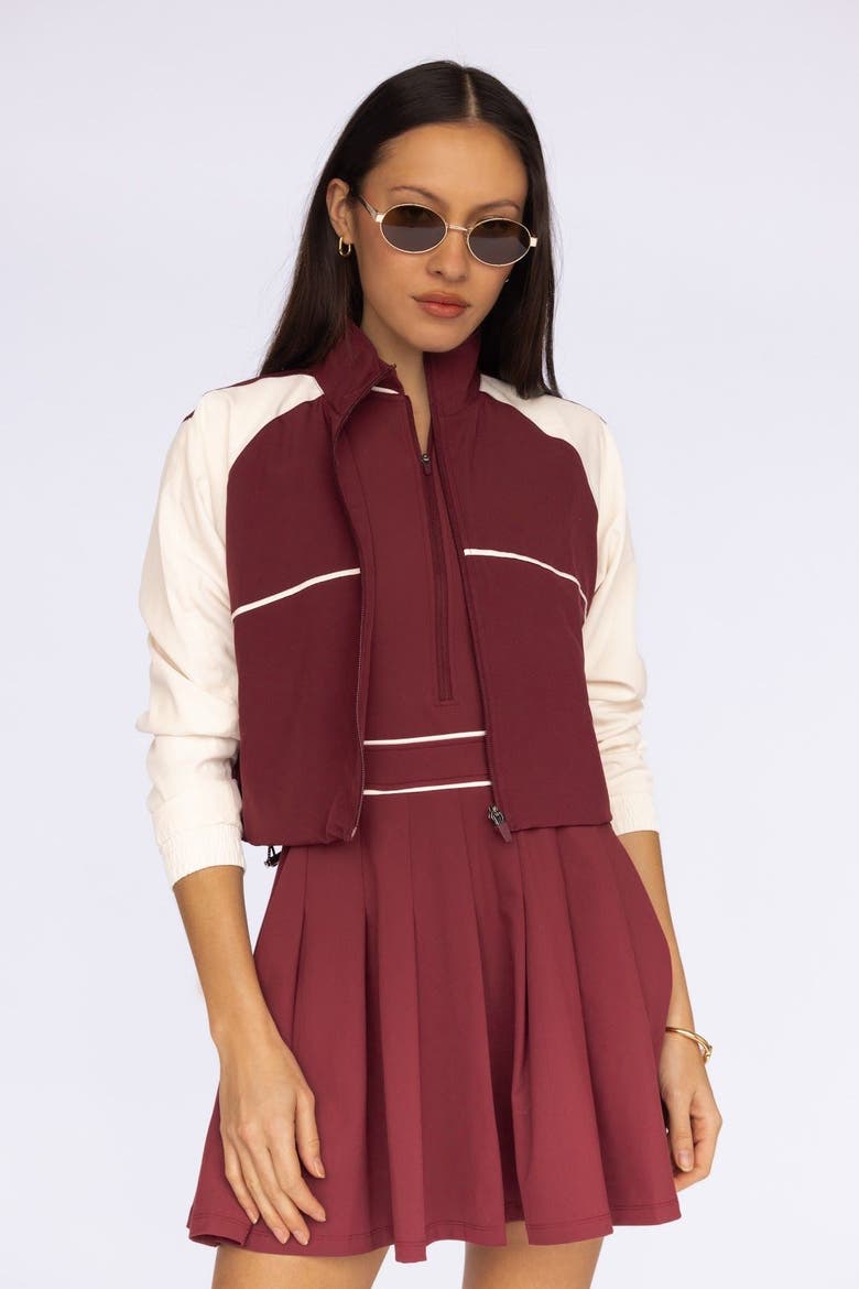 Nicole Cropped Active Jacket, Alternate, color, Burgundy / Ecru
