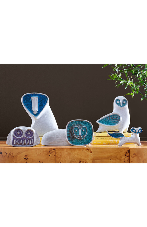 Jonathan Adler Glass Menagerie Fox Sculpture In White/turquoise
