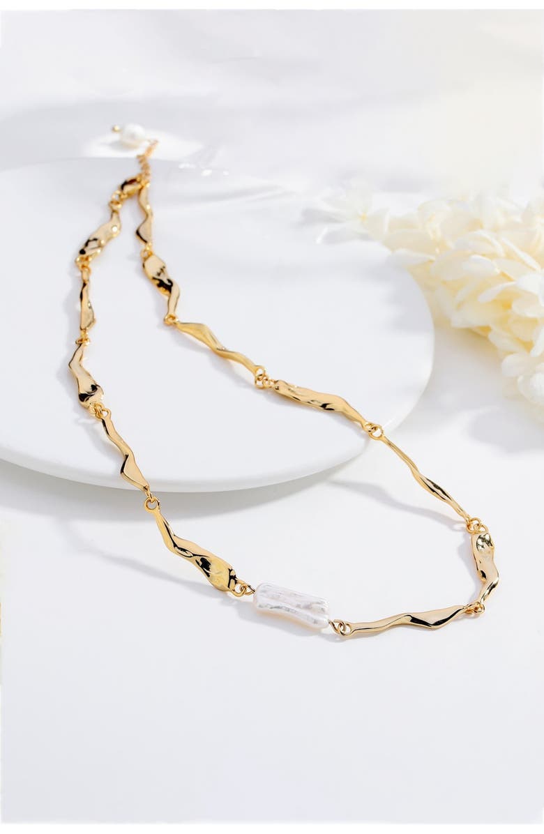 Classicharms Freshwater Baroque Pearl Molten Necklace, Alternate, color, Gold