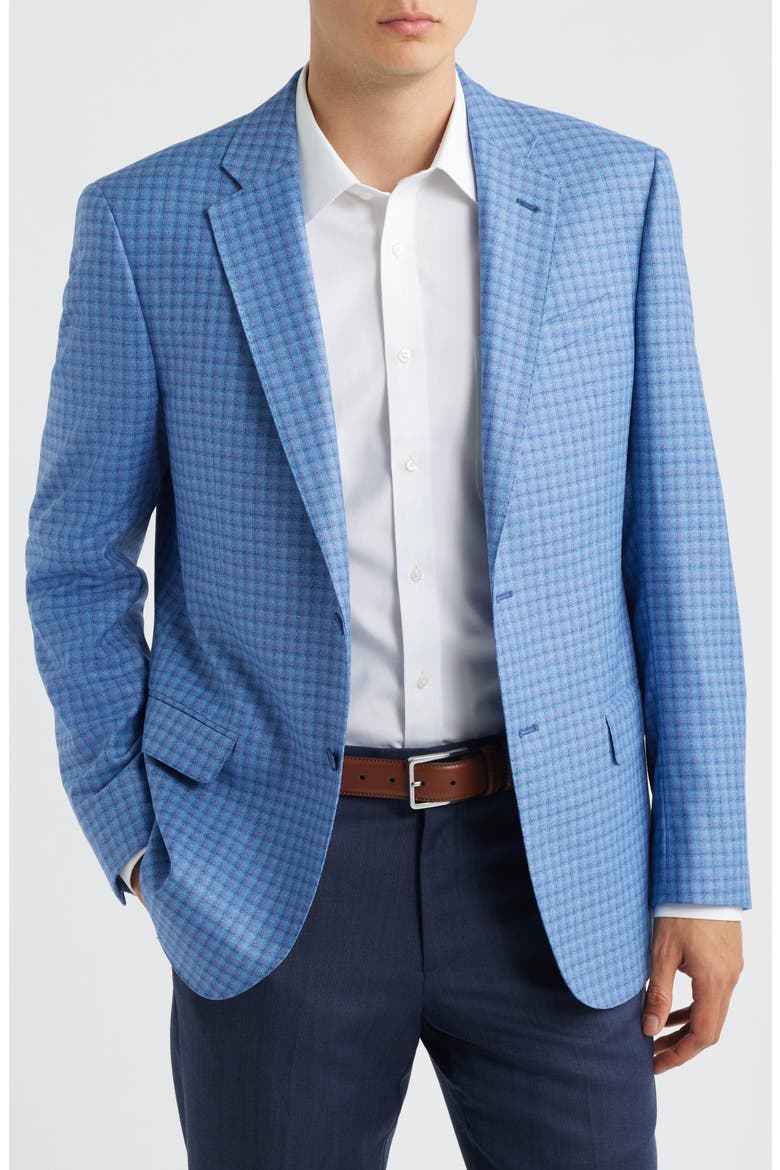 Light Blue Shadow Check Virgin Wool Sport Coat, Main, color, MEDIUM BLUE