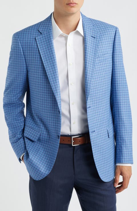 Light Blue Shadow Check Virgin Wool Sport Coat