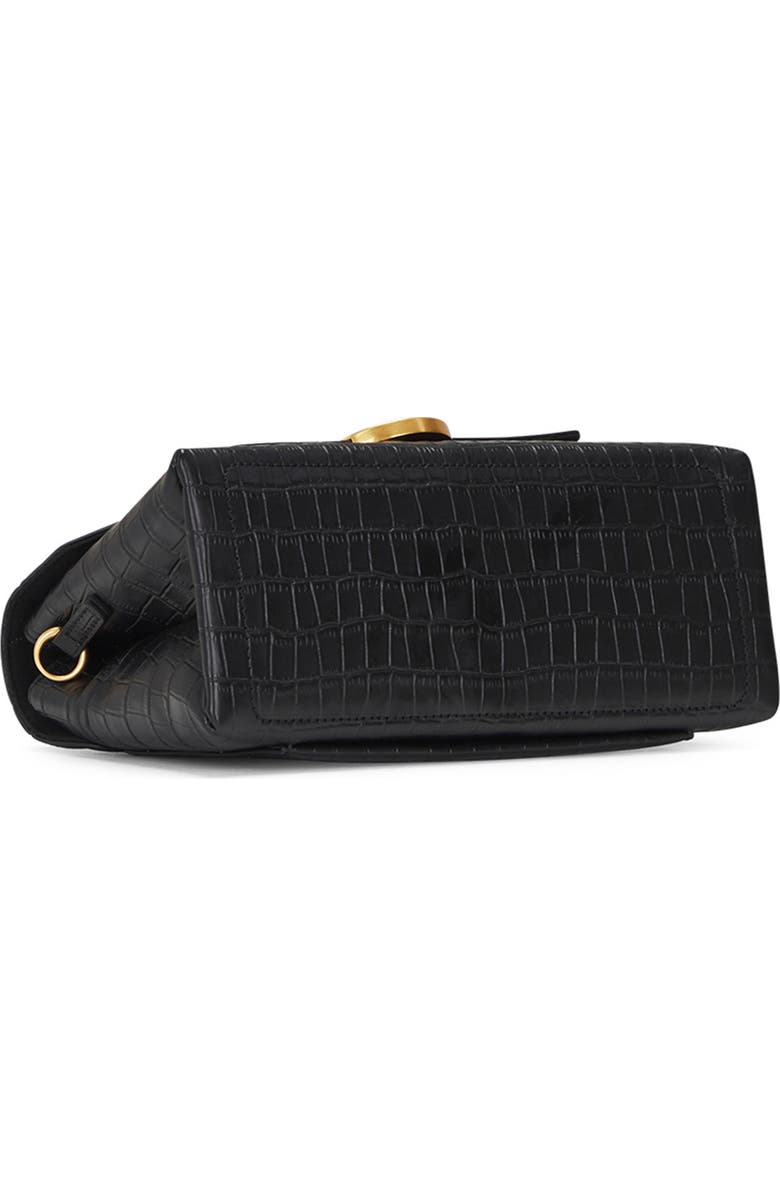 Oryany Lottie Croc Embossed Leather Crossbody Bag, Alternate, color, Black
