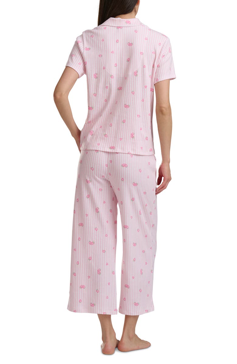 Splendid Notch Collar Crop Pajamas, Alternate, color, Strawberry Sand Stripe
