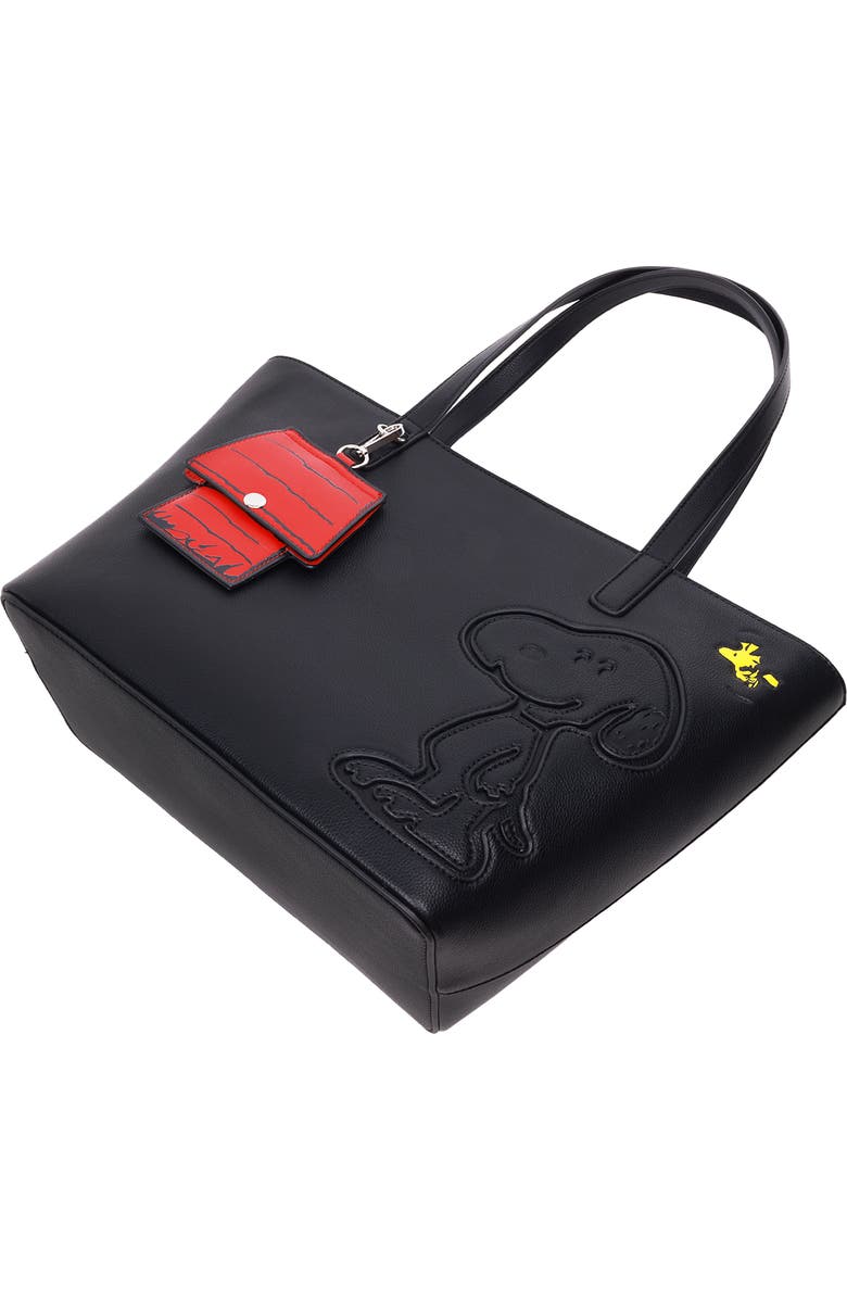 Daniele Nicole Peanuts Snoopy Minimal Tote Bag with Doghouse Cardholder, Alternate, color, Black