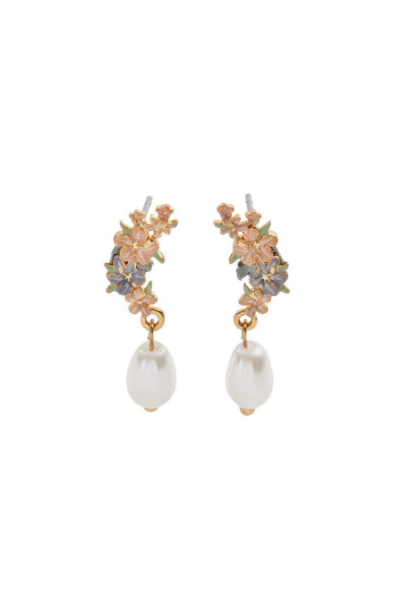 Hibiscus & Pearl Earrings, Main, color, Multi & Gold