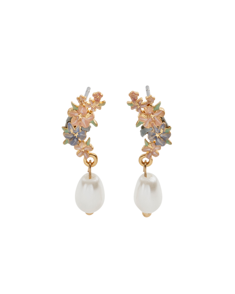 Hibiscus & Pearl Earrings