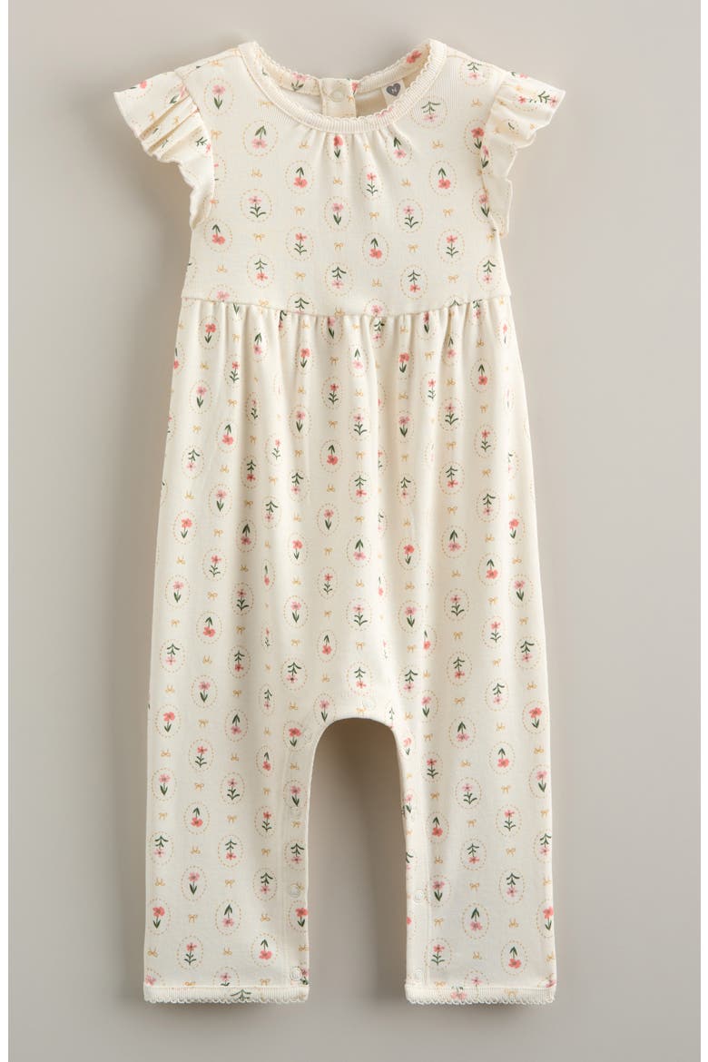 Sweet Ruffle Romper, Main, color, IVORY EGRET COTTAGE FLORAL