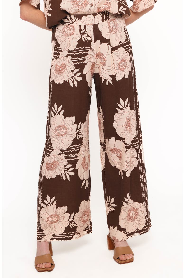 Bernadine Wide Leg Pants, Alternate, color, BROWN FLORAL