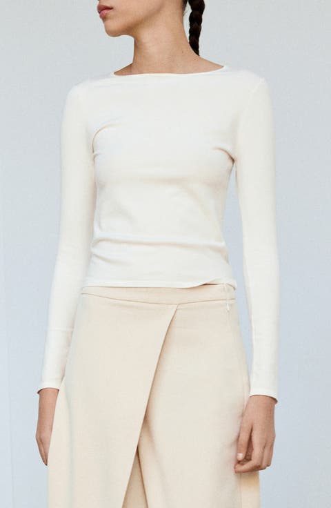 Fitted Boat Neck Sweater