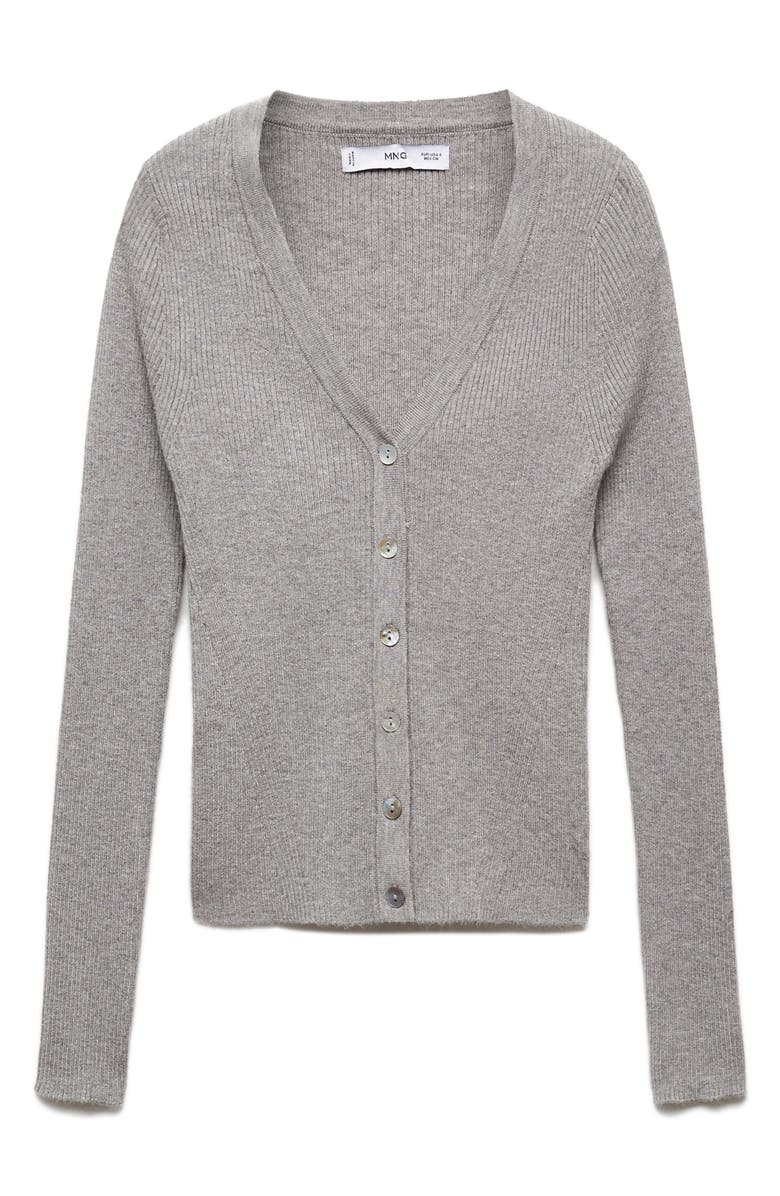 MANGO V-Neck Rib Cardigan, Main, color, 