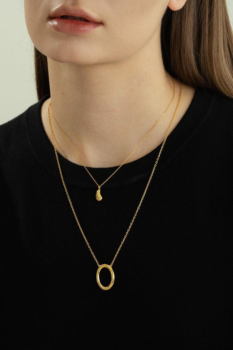 Sterling Silver 18k Gold Plated Brynn Circle Necklace Dainty Chic, Alternate, color, Gold