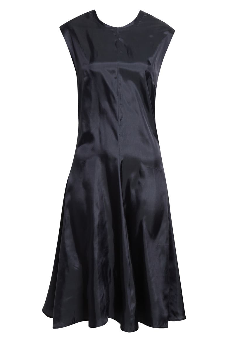 Ziggy Raw Edge Satin A-Line Dress, Alternate, color, DARK BLUE